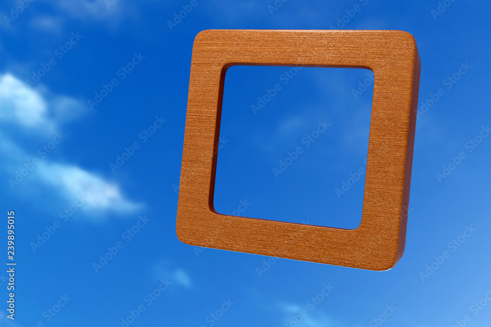 Poster 3d rendering of hovering wooden frame