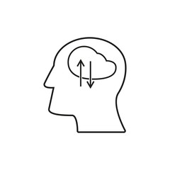 Head with work icons come up idea