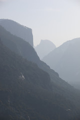 Yosemite Valley under fog cover in the early morning mist, Yosemite National Park