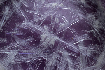 The process of growing potassium nitrate crystals, the crystals are in the form of hexagonal...