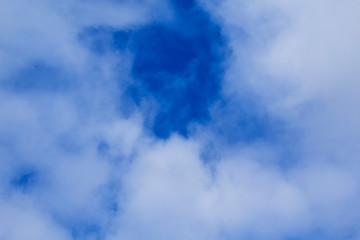 Cloudy skies in sunshine day.	