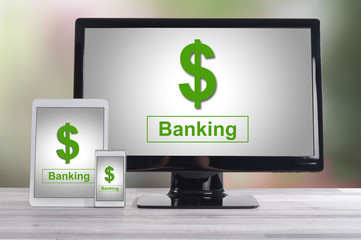 Banking concept on different devices