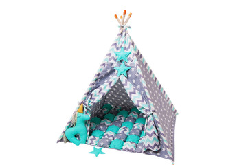 Colorful children's hut. Front view on white background © Vulp