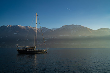 boat in the lake of Locarno, Switzerland