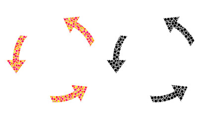 Dotted rotate ccw mosaic icons. Vector rotate ccw icons in multi-colored and black versions. Collages of irregular round elements.