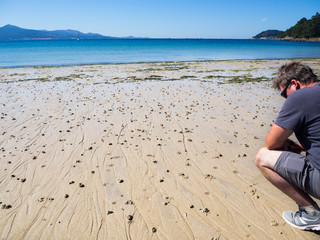 Playas en la zona de Muros a Corrubedo en la Costa da Morte de Galicia, España, verano de 2018
