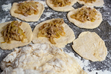 Cooking pies with cabbage