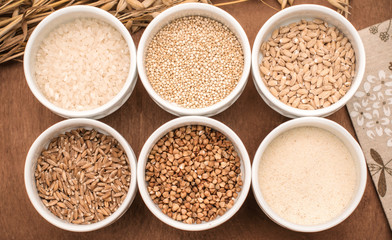 assortment of assorted cereals, cereals for a healthy diet.