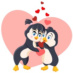 Couple of Penguins Hugging