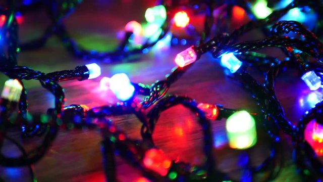 Christmas Garland Sparkles In Different Colors, Christmas Background