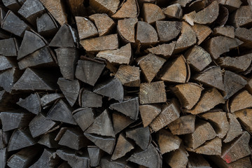 stack of firewood out for drying