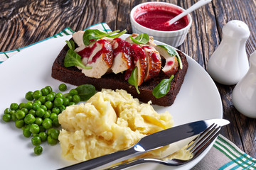 open faced hot roast turkey breast sandwich