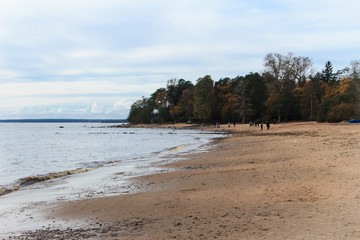 Baltic sea on a cloudy day, sandy beach