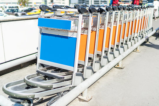 Baggage carts in a row