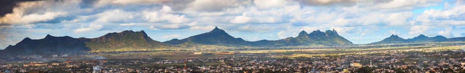 Curepipe Three Mammals mountains on Mauritius panorama