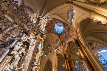 Interior of Primate Cathedral of Saint Mary of Toledo. Baroque altarpiece called El Transparente