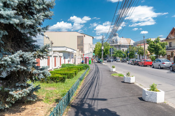 Fototapeta na wymiar The street in Ploiesti town in Romania