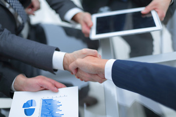 Business handshake. Business handshake and business people conce