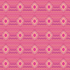 colorful ogees repeating pattern with embellishment and floral decoration over wavy zigzag background. for textile, fabric, background, wallpaper and creative surface designs. pattern swatch at eps.