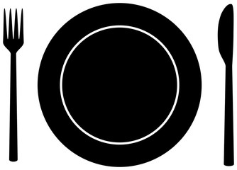 plate with fork and knife icon