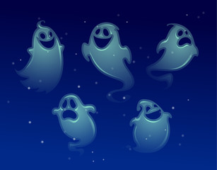 vector set of ghost apparition spook horror a friend ghost funny starry sky