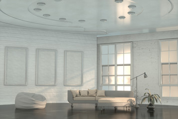 Modern bright interior 3d rendering 