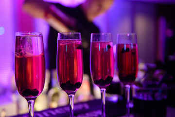 Glasses of champagne on the bar