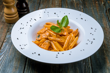 Penne with salmon