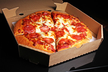 American pizza with lot of cheese delicious fat fast food delivery