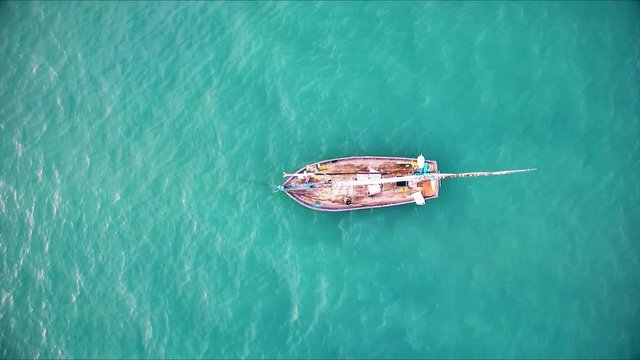Drone over the boats going up