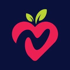Letter N Fruit Love logo