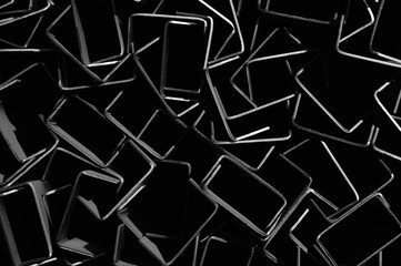 Abstract geometric background. Metal rectangles on a dark background.