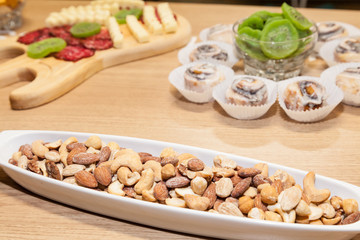 Table served with different  appetizer 
