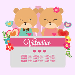 cute valentine love theme with panda couple