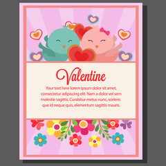 cute valentine theme poster couple bird
