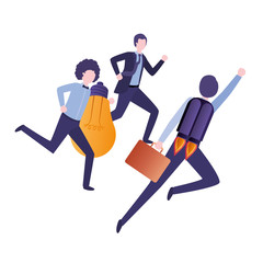 businessmen with rocket and light bulb character