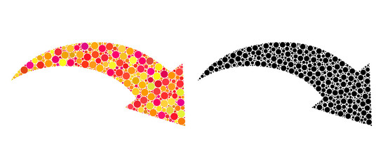 Dotted redo mosaic icons. Vector redo icons in multi-colored and black versions. Collages of casual round dots. Vector concepts of redo icons combined of arbitrary round pixels.