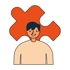 businessman with puzzle jigsaw piece