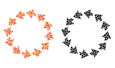 Dot rotate ccw mosaic icons. Vector rotate ccw icons in colorful and black versions. Collages of variable spheric spots. Vector collages of rotate ccw icons composed of scattered small spheres.