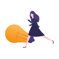 businesswoman with light bulb avatar character