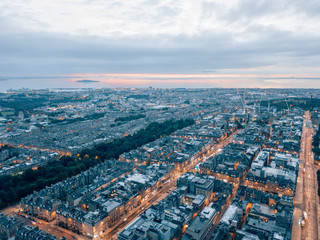 Fototapeta na wymiar aerial shot of Edinburgh, Scotland in the morning