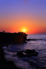 Silhouette of people at sunset. Unye, Turkey