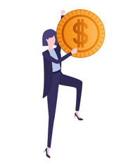 businesswoman with dollar sign avatar character