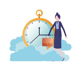 businesswoman with clock avatar character