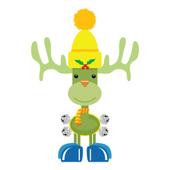 Cute smiling Reindeer cartoon with abstract color scheme