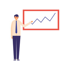 businessman showing presentation board chart