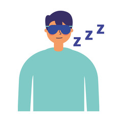 man sleeping with mask white background