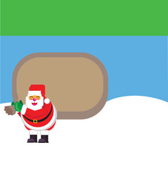 Happy jolly Santa Claus with big toy bag