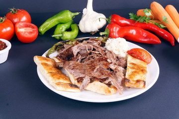 turkish döner kebab on plate