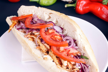 turkish tavuk döner in bread